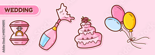 Wallpaper Mural A set of wedding doodle elements, icons, stickers. Anniversary, save the date. Isolated illustrations.	 Torontodigital.ca