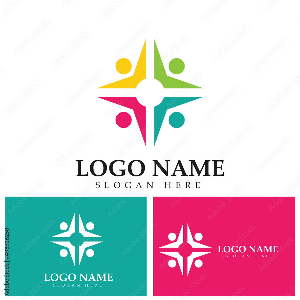 Community logo icon design with colorful people in a circular shape ...