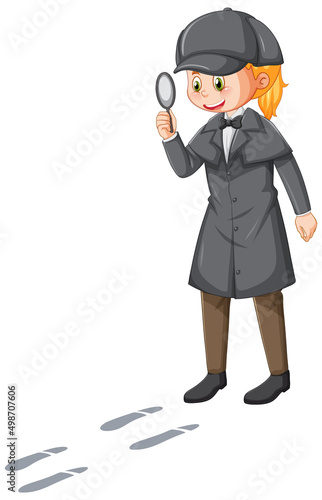 Female detective wearing brown overcoat and hat
