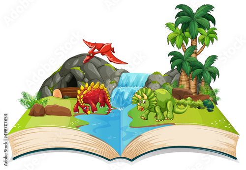 Book of dinosaur in the forest