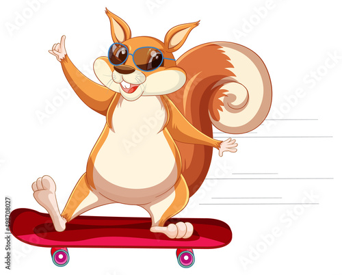 A squirrel playing skateboard on whiting