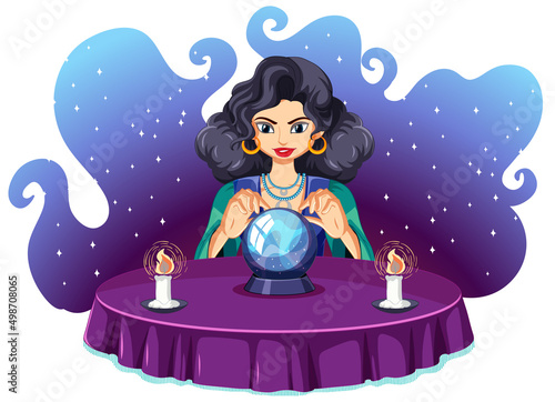 Fortune teller and crystal ball