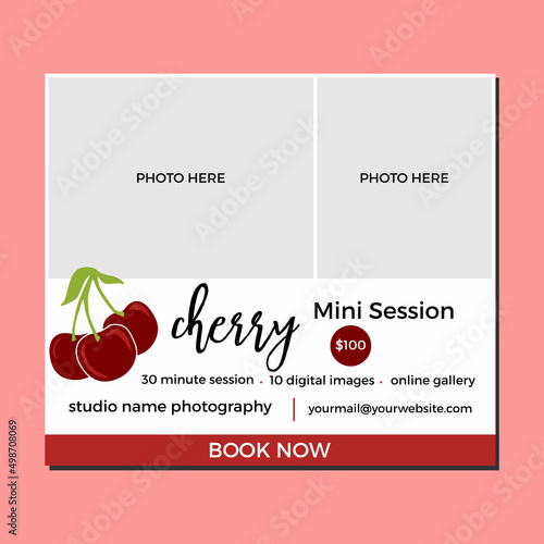 Cherry Mini Session Template, Kids Photography Template