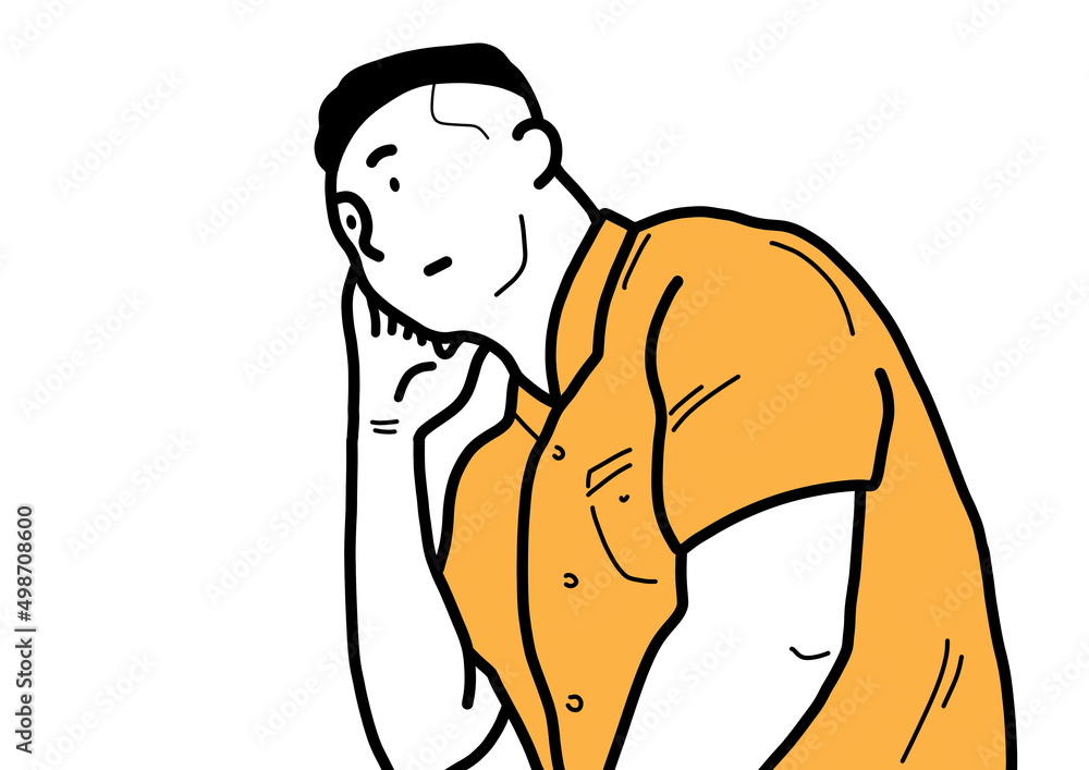 Fototapeta premium 頬杖をついて、座っているダンディーな男の人。