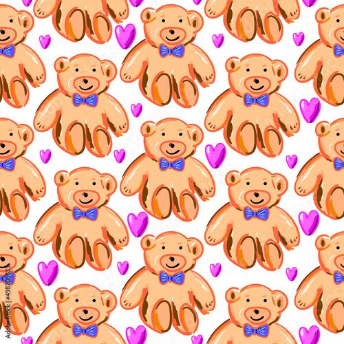 Seamless pattern of cute br...