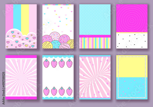 Pink abstract backgrounds. Abstract pink backgrounds set, collection. Decoration banner themed Lol surprise doll girlish style. Invitation card template