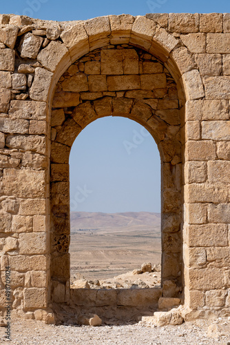 View of the ruined buildings in the ancient Nabataean city of Avdat  now a national Park  in the Negev Desert  Southern Israel