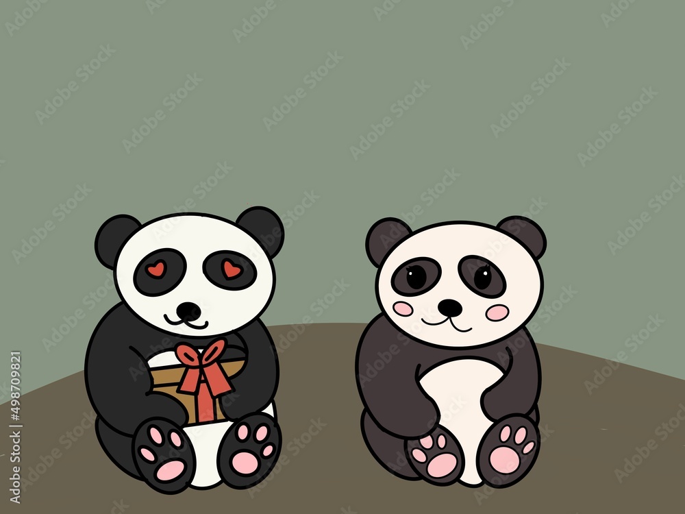 two bears and a gift box