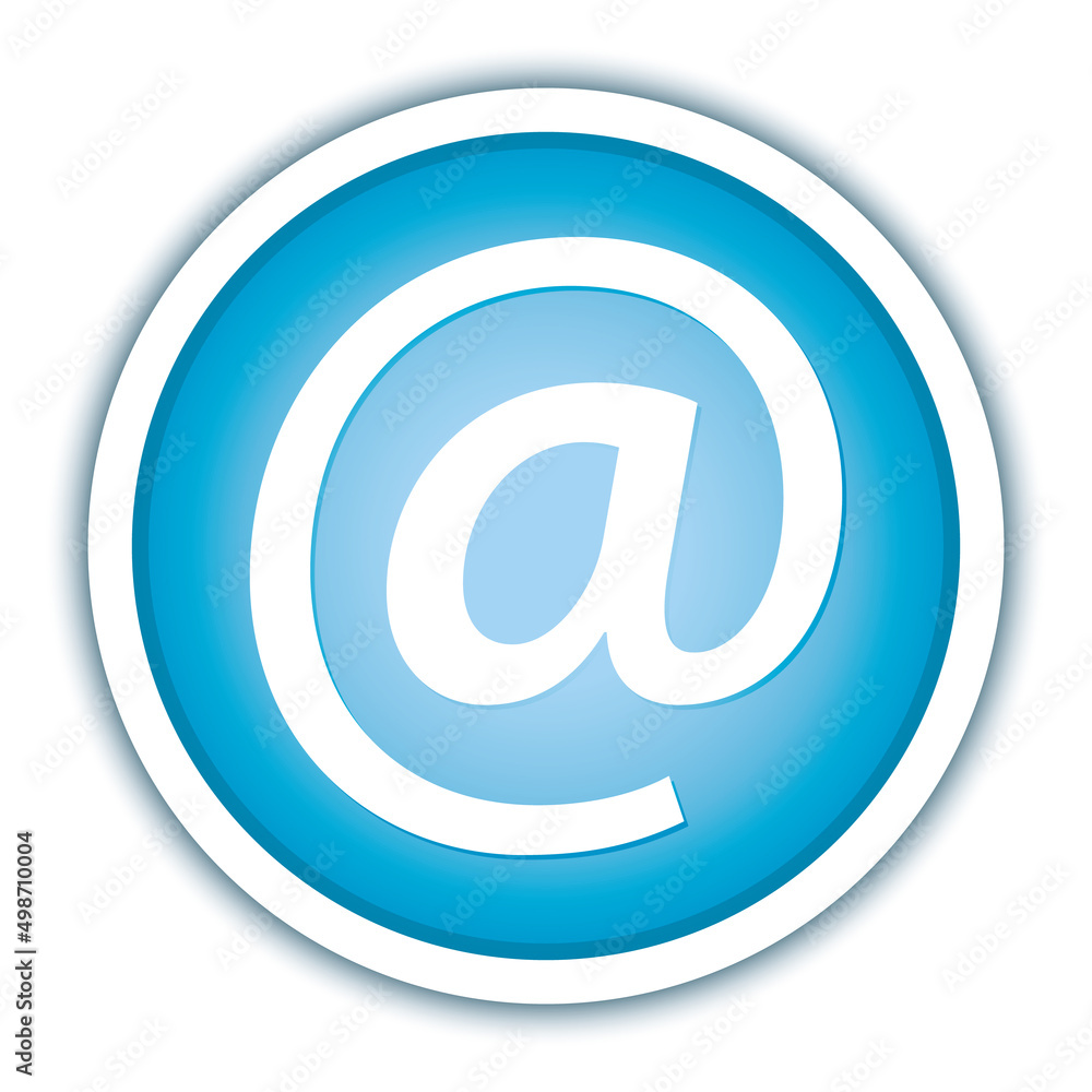 Arobase bouton bleu glossy contact. Adresse mail. Icône vectoriel. Arobase bouton bleu glossy contact. Adresse mail. Icône vectoriel.