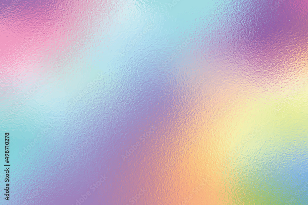 Colorful iridescent, holographic rainbow foil texture, gradient background for prints. Vector illustration. - obrazy, fototapety, plakaty 