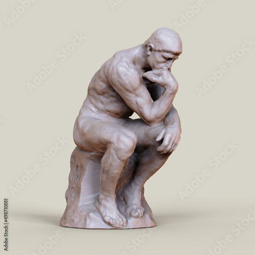 Thinker man concept illustration. The Thinker Statue by the French Sculptor Rodin. photo