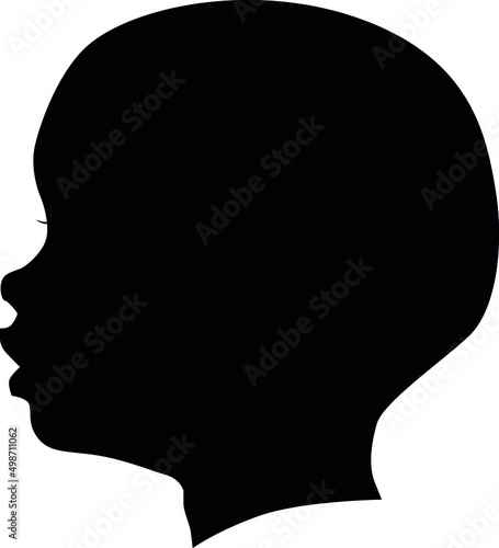 beautiful young baby, childe profile face portrait picture. vector illustration realistic silhouette