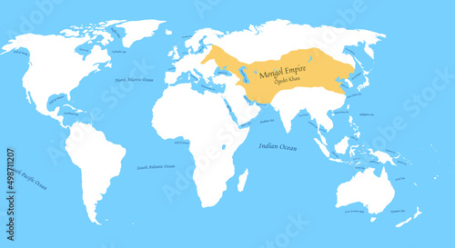 Map of Mongol Empire Ogedei Khan © mustafa