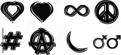 Glitch distorted geometric shape . Minimal art design . Noise destroyed  logo . Trendy defect error shapes . Glitched frame .Broken effect  .vector