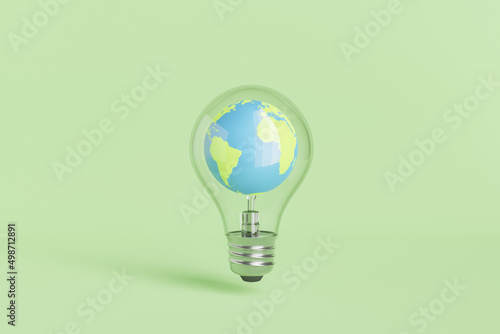 Planet Earth in glass bulb