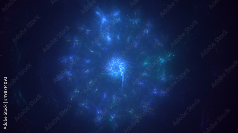 3D rendering abstract blue fractal light background