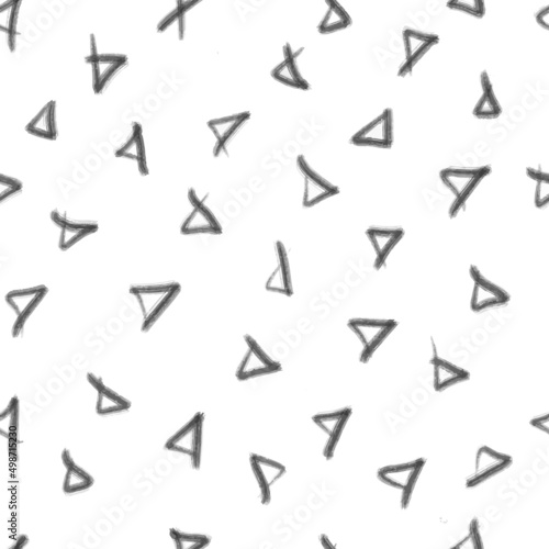 Abstract hand drawn black and white seamless pattern for textiles, wrapping, backdrops. Doodle style. Black Triangles on white
