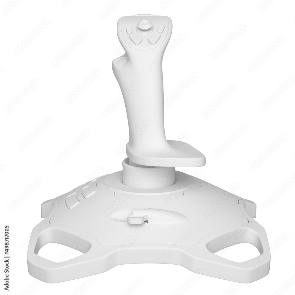 Realistic joystick for flight simulator isolated on white monochrome background Realistic joystick for flight simulator isolated on white monochrome background