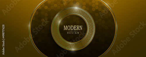 Brown texture background, round frames with a shiny border with a pattern