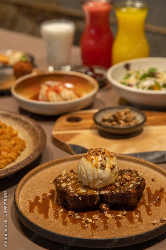 Iftar food menu with juice, dates, and laban Stock Photo | Adobe Stock