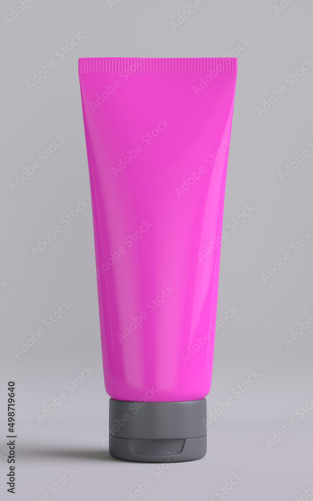 3d rendering, plastic cosmetic container. tube for cream on a grey background. 3d rendering, plastic cosmetic container. tube for cream on a grey background.