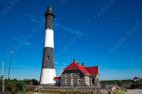 The Fire Island Lighthouse is a visible landmark on the Great South Bay, in southern Suffolk County, New York . United States. photo