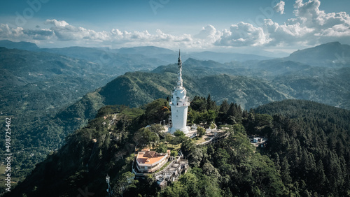 Ambuluwawa Biodiversity Complex. Sri Lanka. Temple on top of a mountain with a spiral staircase.