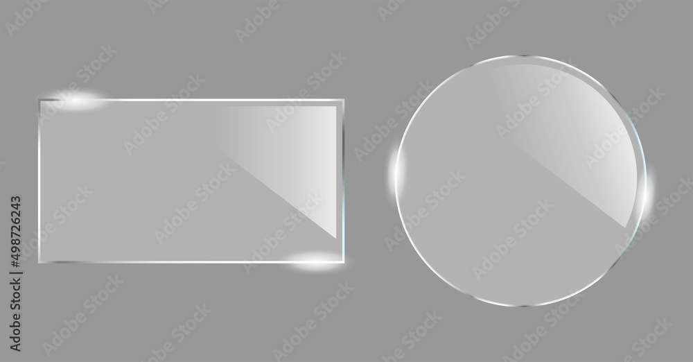 Glass and transparent background, Banner and frame for design, glossy rectangle.Empty glass rectangle and circle. Vector Glass and transparent background, Banner and frame for design, glossy rectangle.Empty glass rectangle and circle. Vector