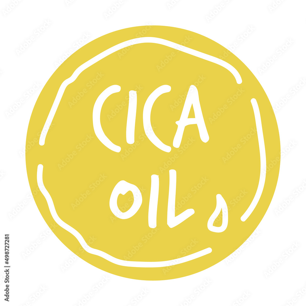 Cica oil label for natural beauty product advertising Cica oil label for natural beauty product advertising