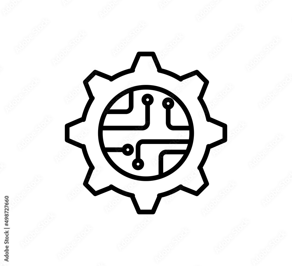 Circuit gear icon vector flat style Circuit gear icon vector flat style