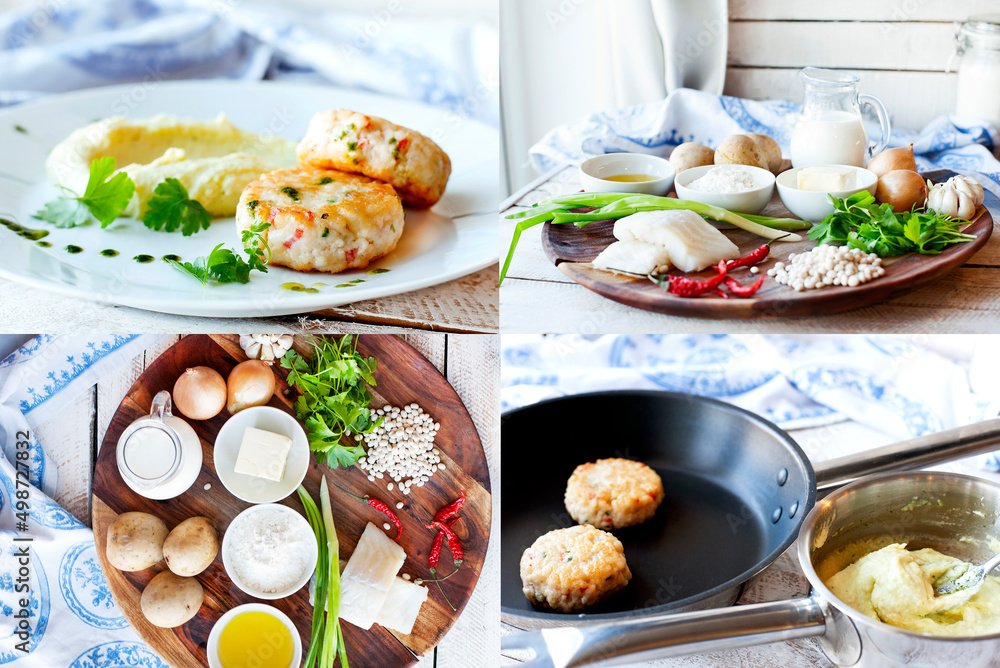 Fish or chicken cutlets with mashed Fish or chicken cutlets with mashed