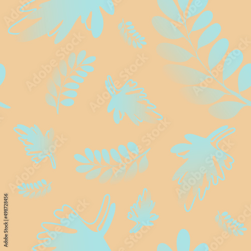 Seamless pattern. Blue falling leaves on the black background. Design for fashion  fabric  textile  wallpaper  gift paper.
