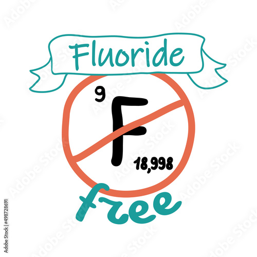Fluoride free sign at packaging element, label design