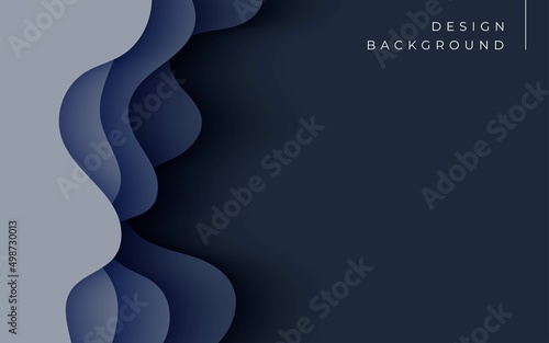 Multi layers gray blue dark texture 3D papercut layers in gradient vector banner. Abstract paper cut art background design for website template. Topography map concept or smooth origami paper cut