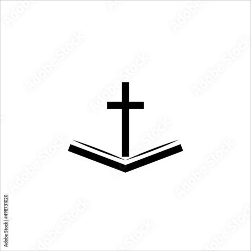 bible and cross icon vector illustration symbol