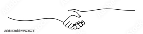 Photo Handshake, agreement, introduction banner hand drawn with single line