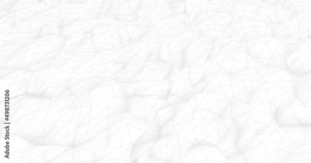 White light minimal geometric background in loop. Polygonal abstract background