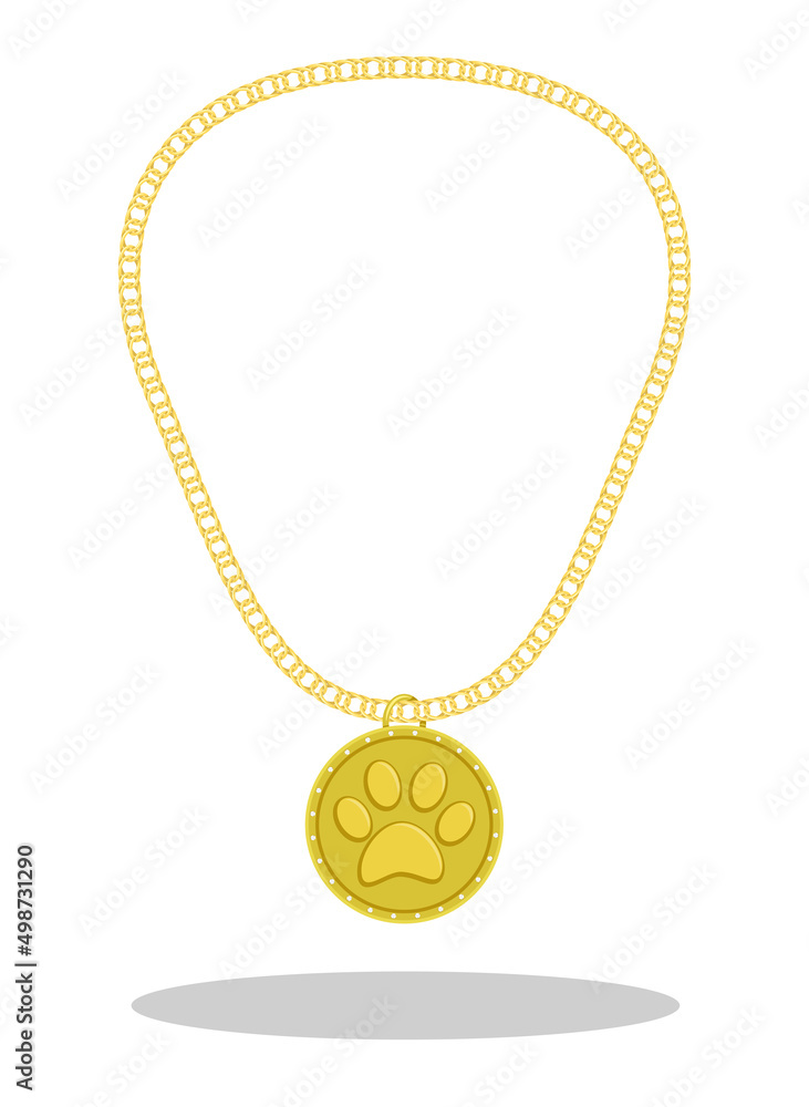gold medal with diamonds and paw print for participation in animal  competitions. Prize for winner of pet competition. Cartoon vector isolated  on white background Stock Vector | Adobe Stock