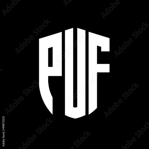 PUF letter logo design. PUF modern letter logo with black background. PUF creative  letter logo. simple and modern letter logo. vector logo modern alphabet font overlap style. Initial letters PUF 