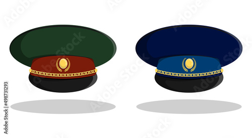 Officer cap. Headdress with cockade of military general of land and air forces. Cartoon vector isolated on white background