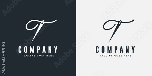Tailor logo design. sewing instrument silhouette, vector tailor logotype for branding label