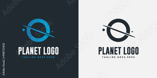 vector planet logo satellite design template cosmos best concept web icon app,