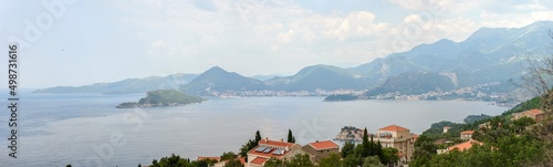 Panoramic view of Montenegro coast from Drobnici location towards Budva.