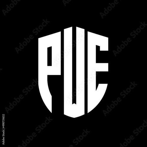 PWE letter logo design. PWE modern letter logo with black background. PWE creative  letter logo. simple and modern letter logo. vector logo modern alphabet font overlap style. Initial letters PWE  photo