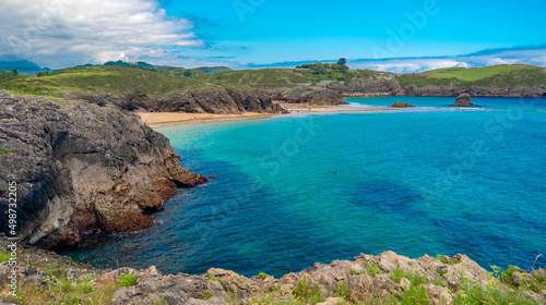 Coastline and Cliffs, Borizu Beach, Protrected Landscape of the Oriental Coast of Asturias, Celorio, Llanes, Asturias, Spain, Europe photo