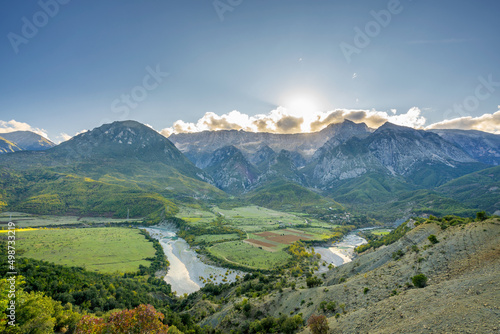 Beautiful mountain valley with gentle hills in Albania © netdrimeny
