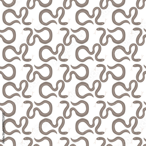 Snakes seamless pattern. Snakes elongated, legless, carnivorous reptiles. Wild West theme. Hand drawn colored trendy Vector illustration. Wildlife concept.