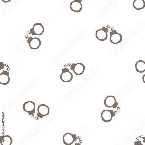 Handcuffs seamless pattern. Wild West theme. Hand drawn colored trendy Vector print.