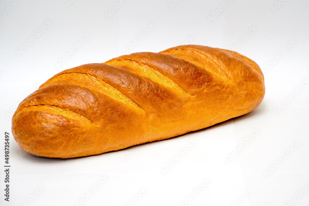 fresh baked bread isolated on white background. 