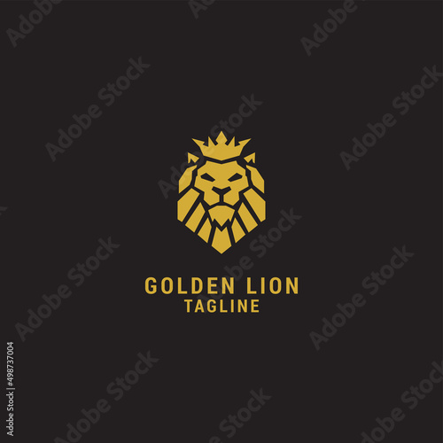 Golden lion logo icon design template. luxury, premium vector